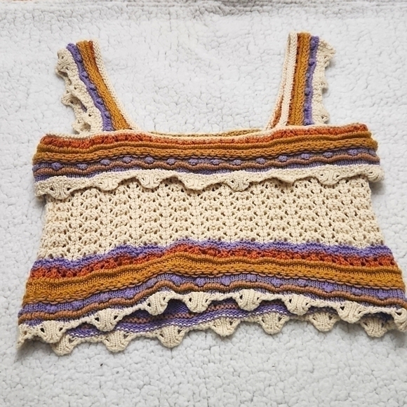 Boho Crochet Crop Top Y2k Blokecore Sexy Flirty Artsy Coquette feminine Beach - Picture 5 of 10